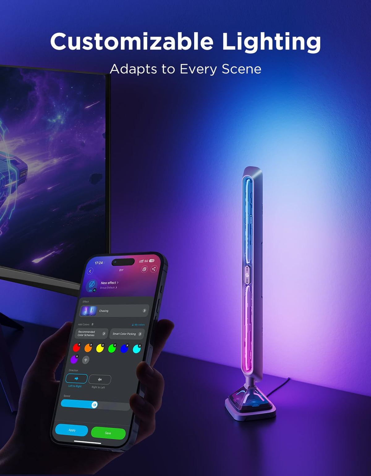 16-Inch Wi-Fi RGBIC Gaming Light Bars