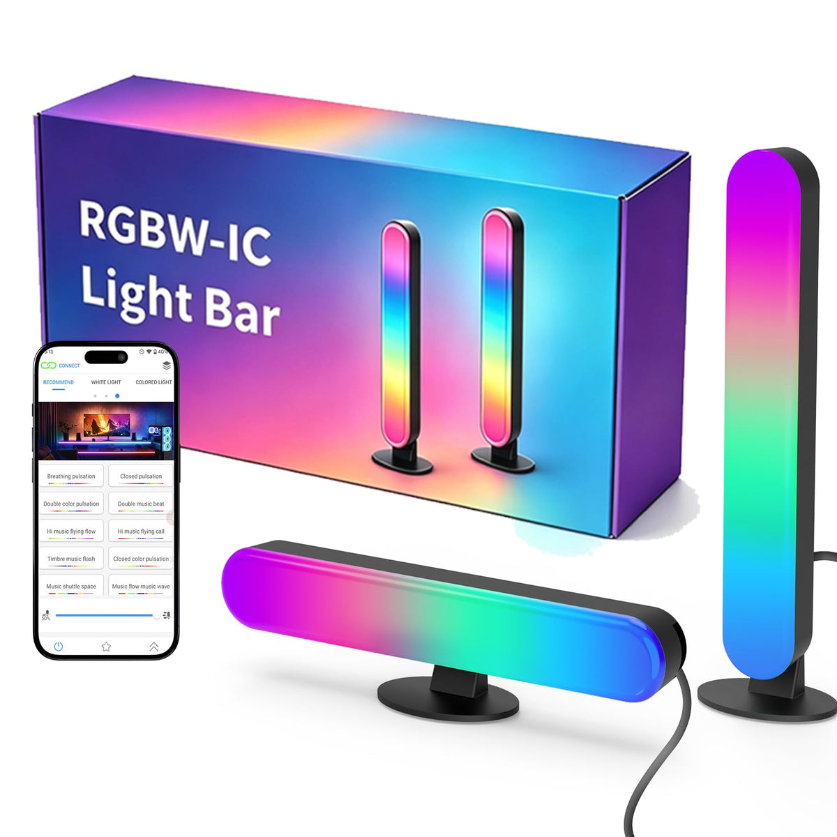 RGB-IC Gaming Desk Light Bars, Two-Pack