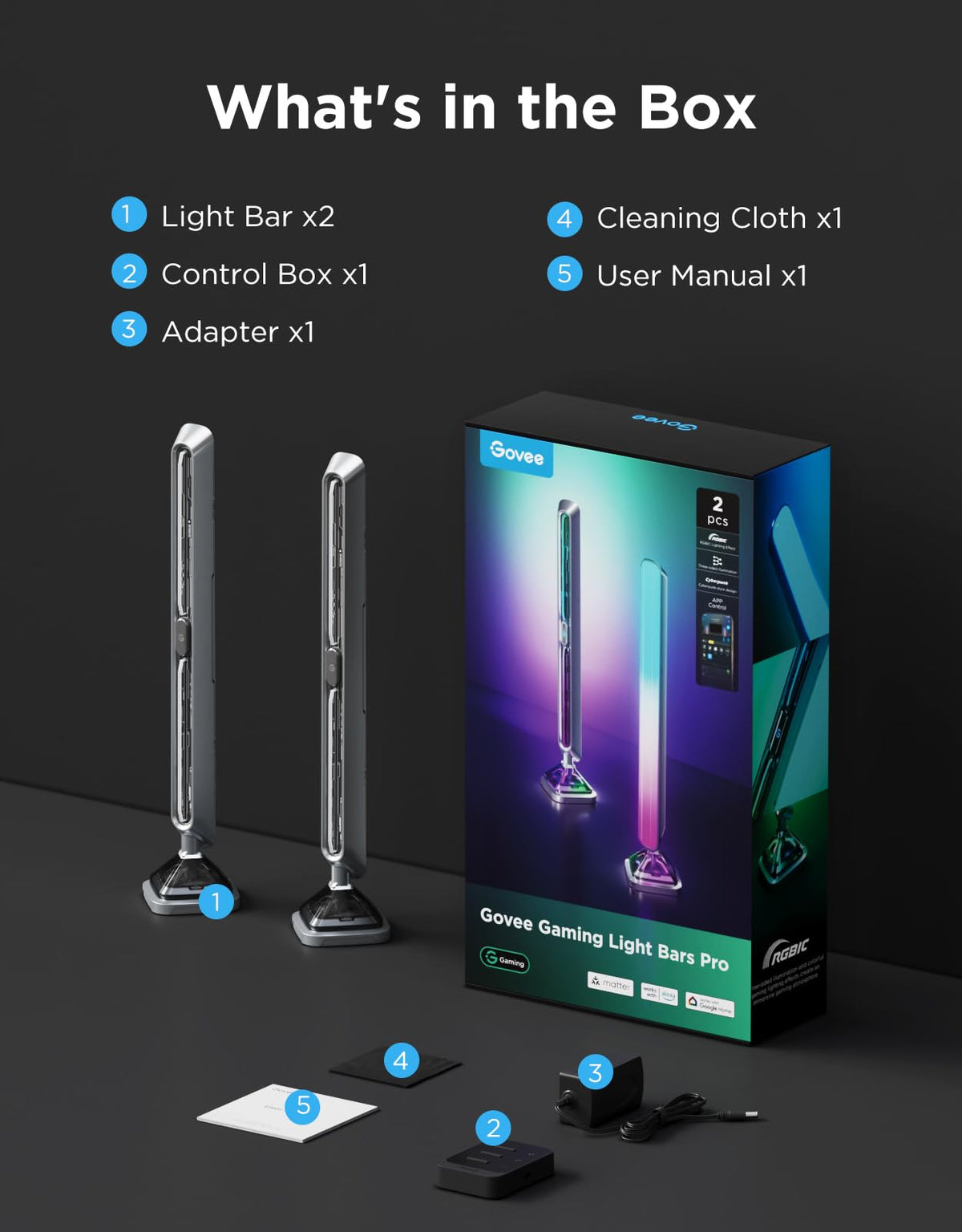 16-Inch Wi-Fi RGBIC Gaming Light Bars