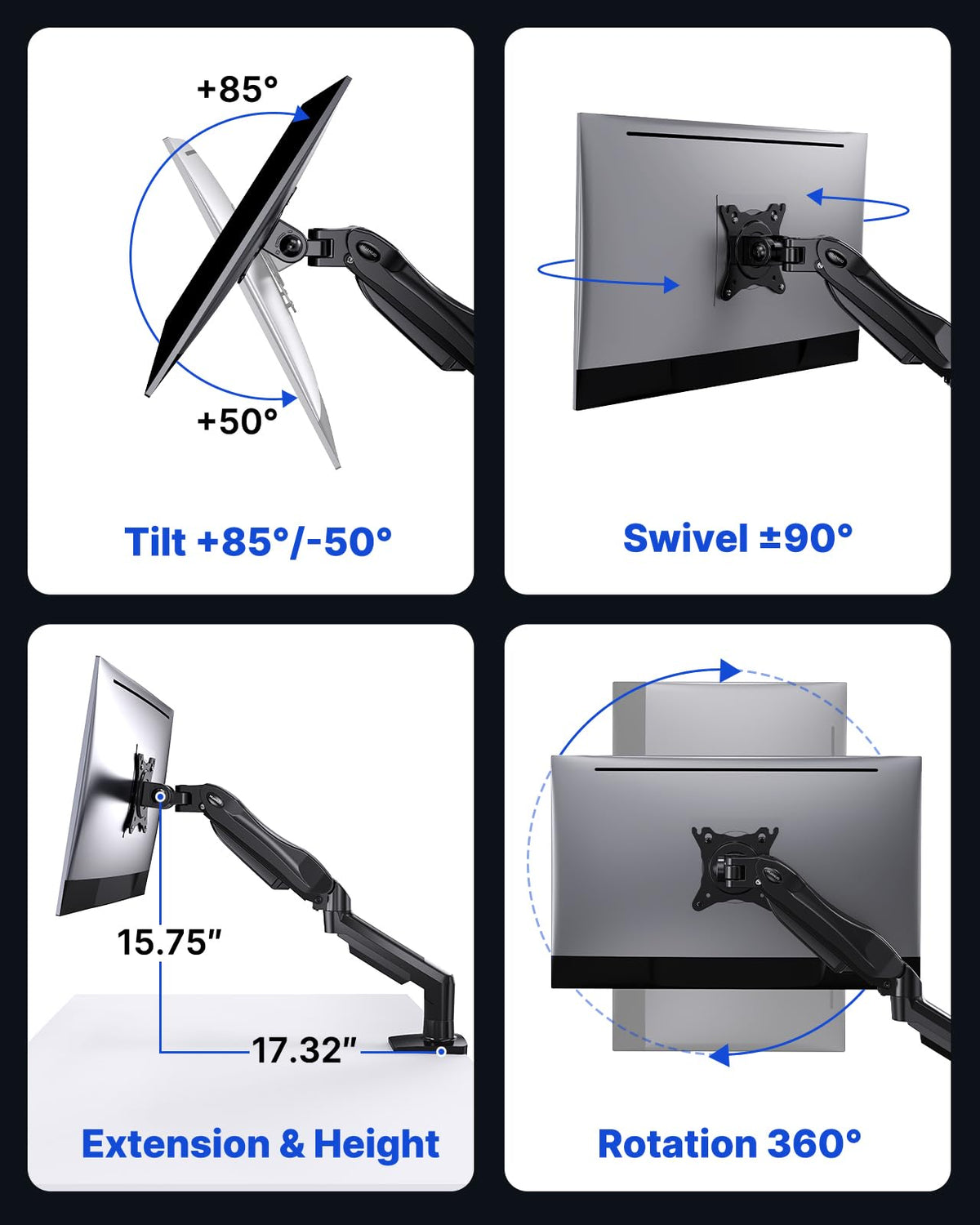 Adjustable Single Monitor Mount