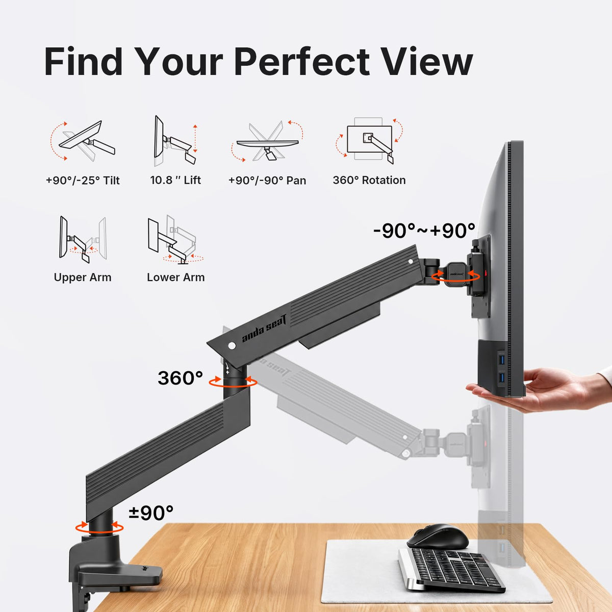 Adjustable Single Monitor Desk Arm