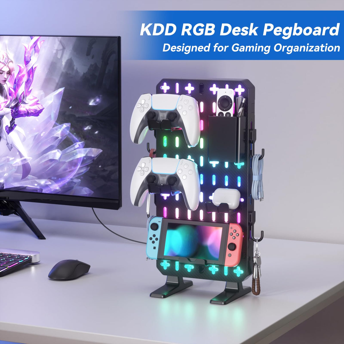 Six-in-One RGB Gaming Desk Organizer