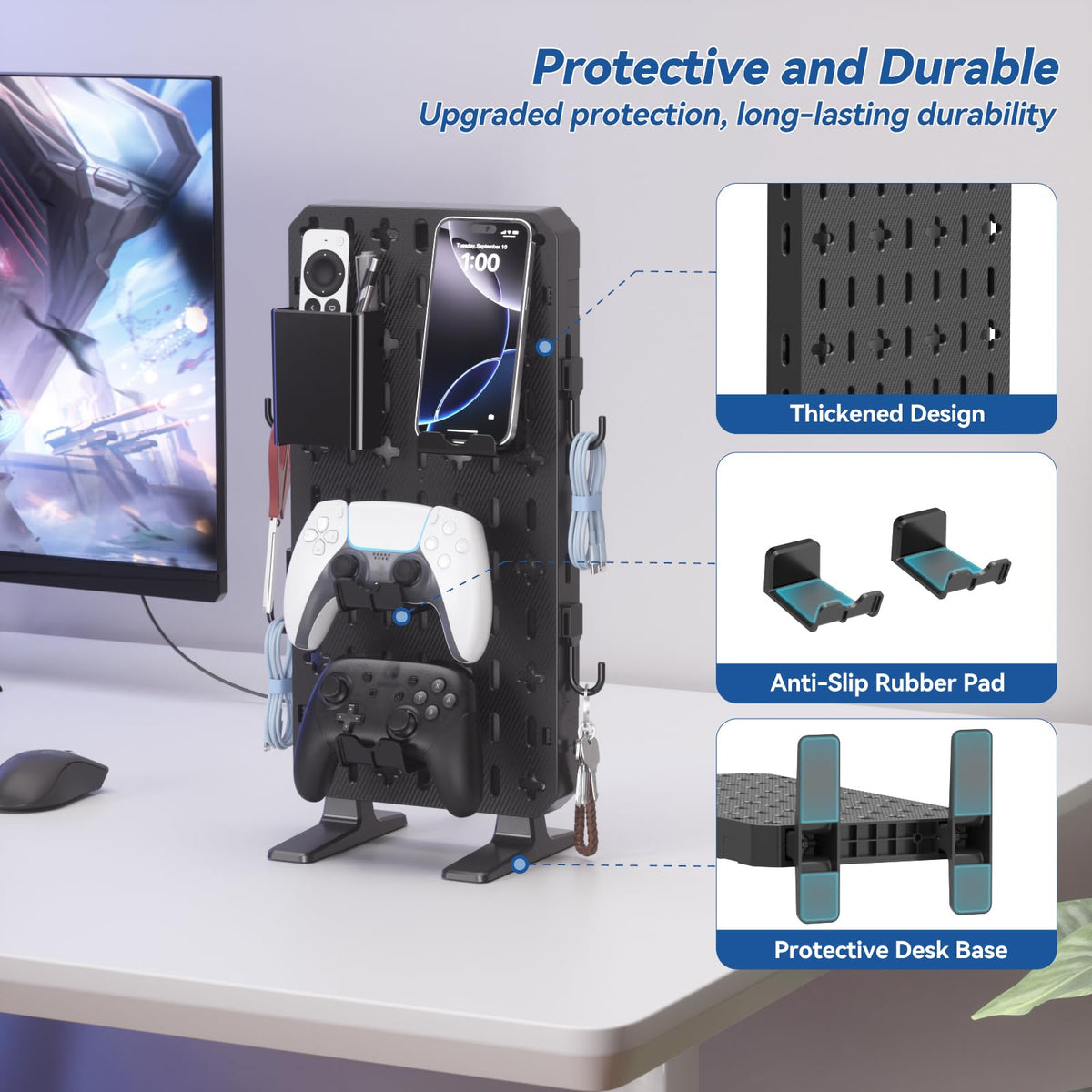 Six-in-One RGB Gaming Desk Organizer
