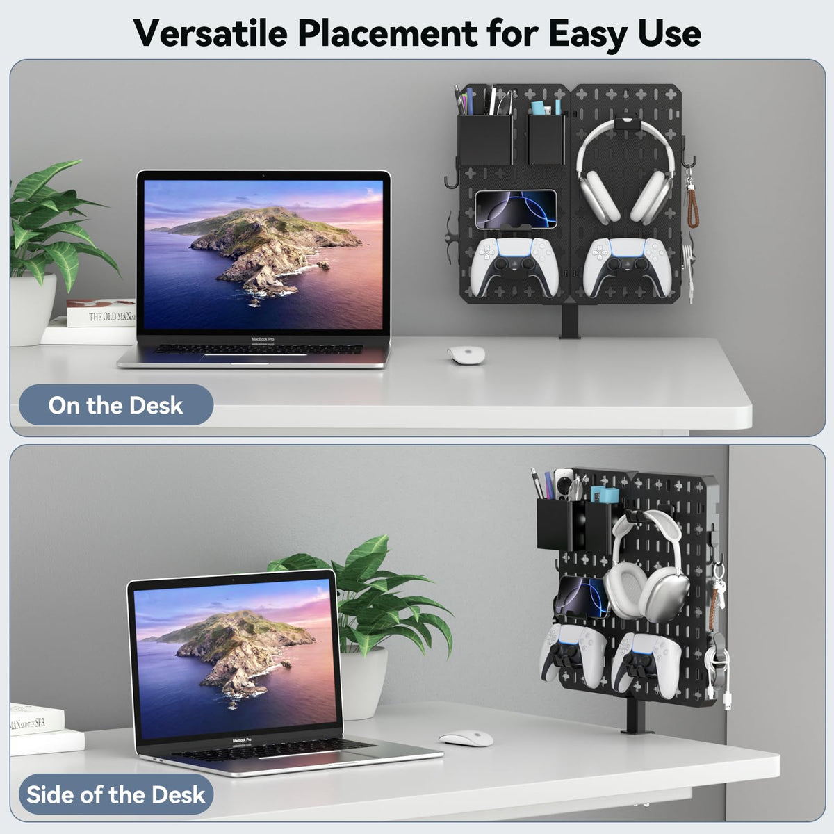 Clamp-On Seven-in-One Desk Pegboard