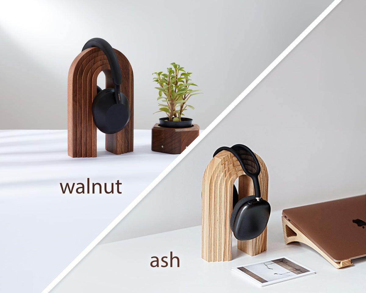 Solid Wood Desktop Headphone Stand