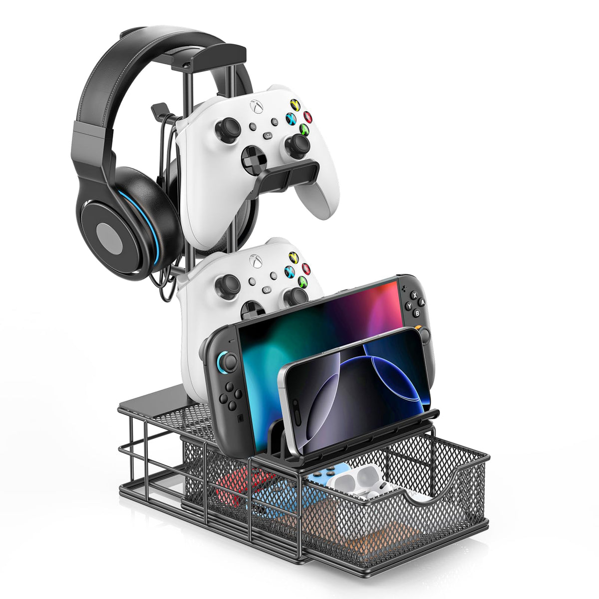 Headset Stand with Drawer and Cable Organizer