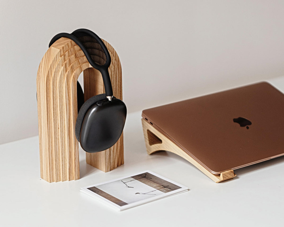 Solid Wood Desktop Headphone Stand