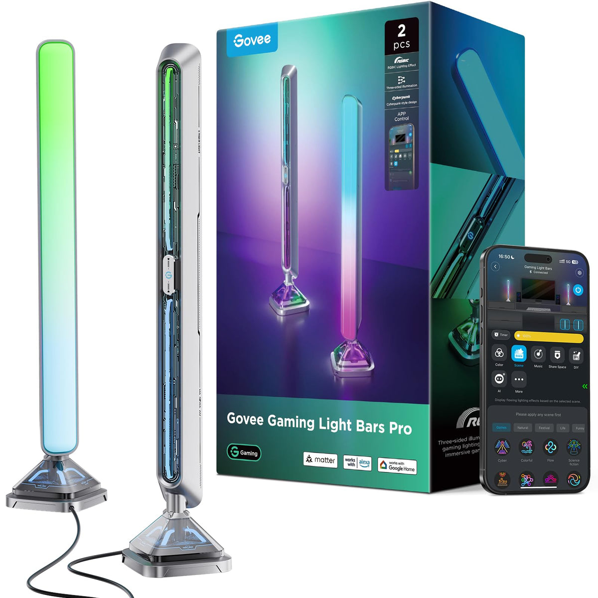 16-Inch Wi-Fi RGBIC Gaming Light Bars