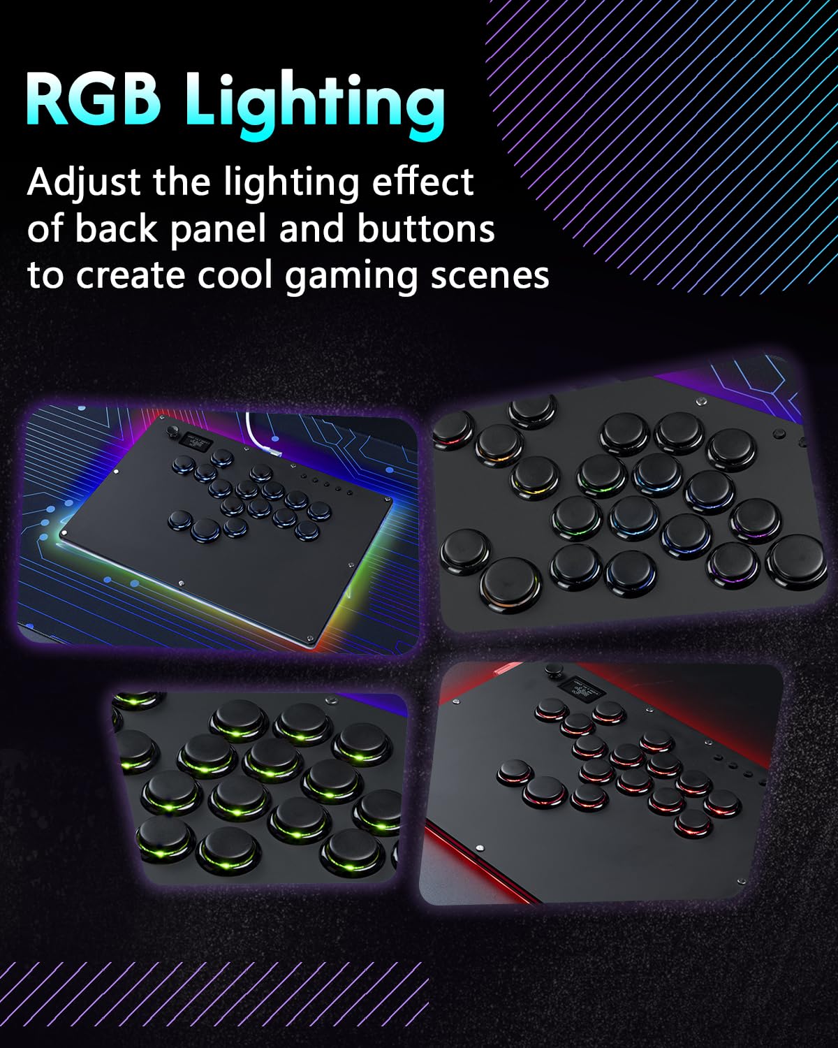 Leverless RGB Arcade Fight Controller