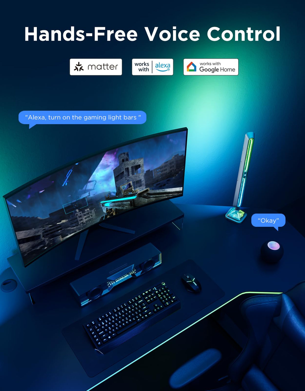 16-Inch Wi-Fi RGBIC Gaming Light Bars