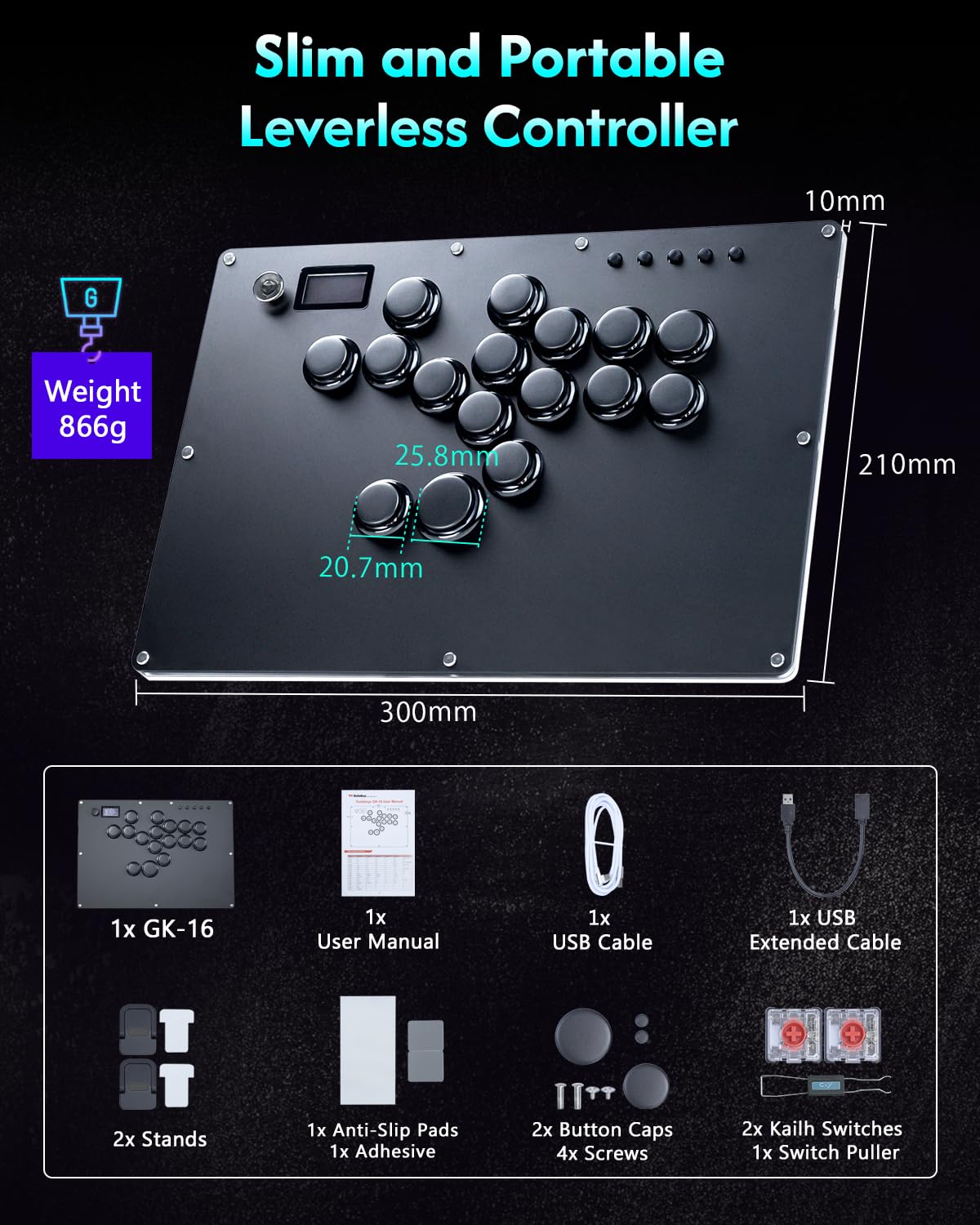 Leverless RGB Arcade Fight Controller