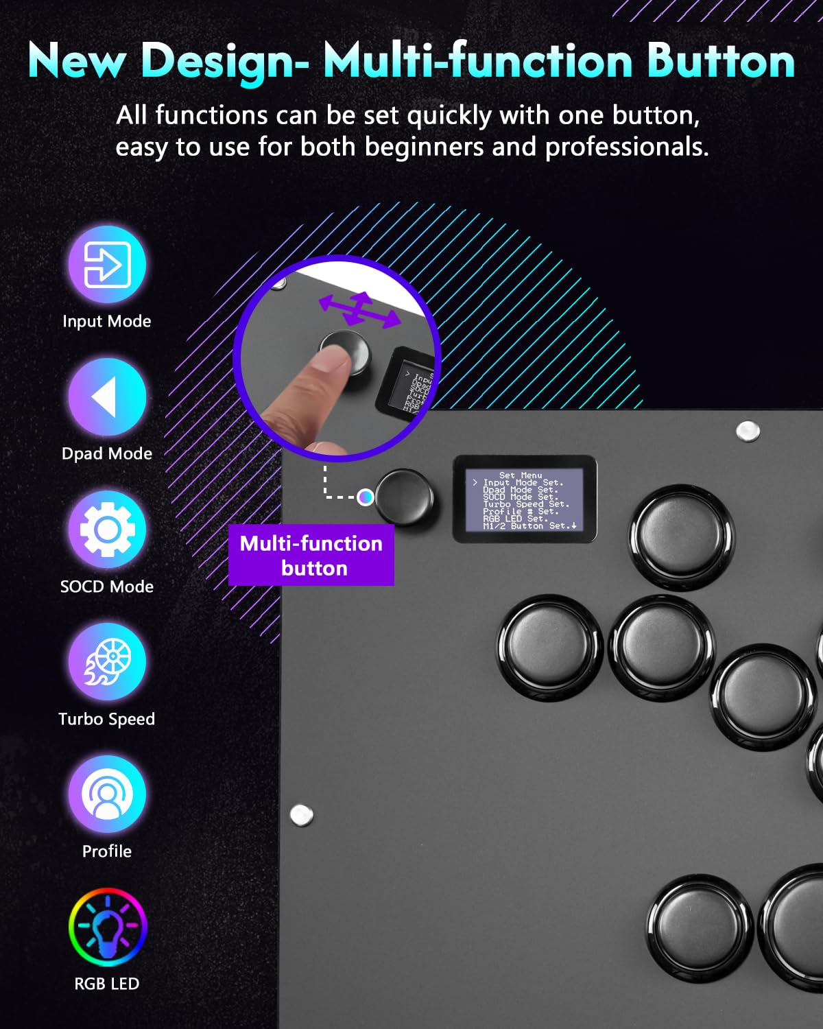 Leverless RGB Arcade Fight Controller