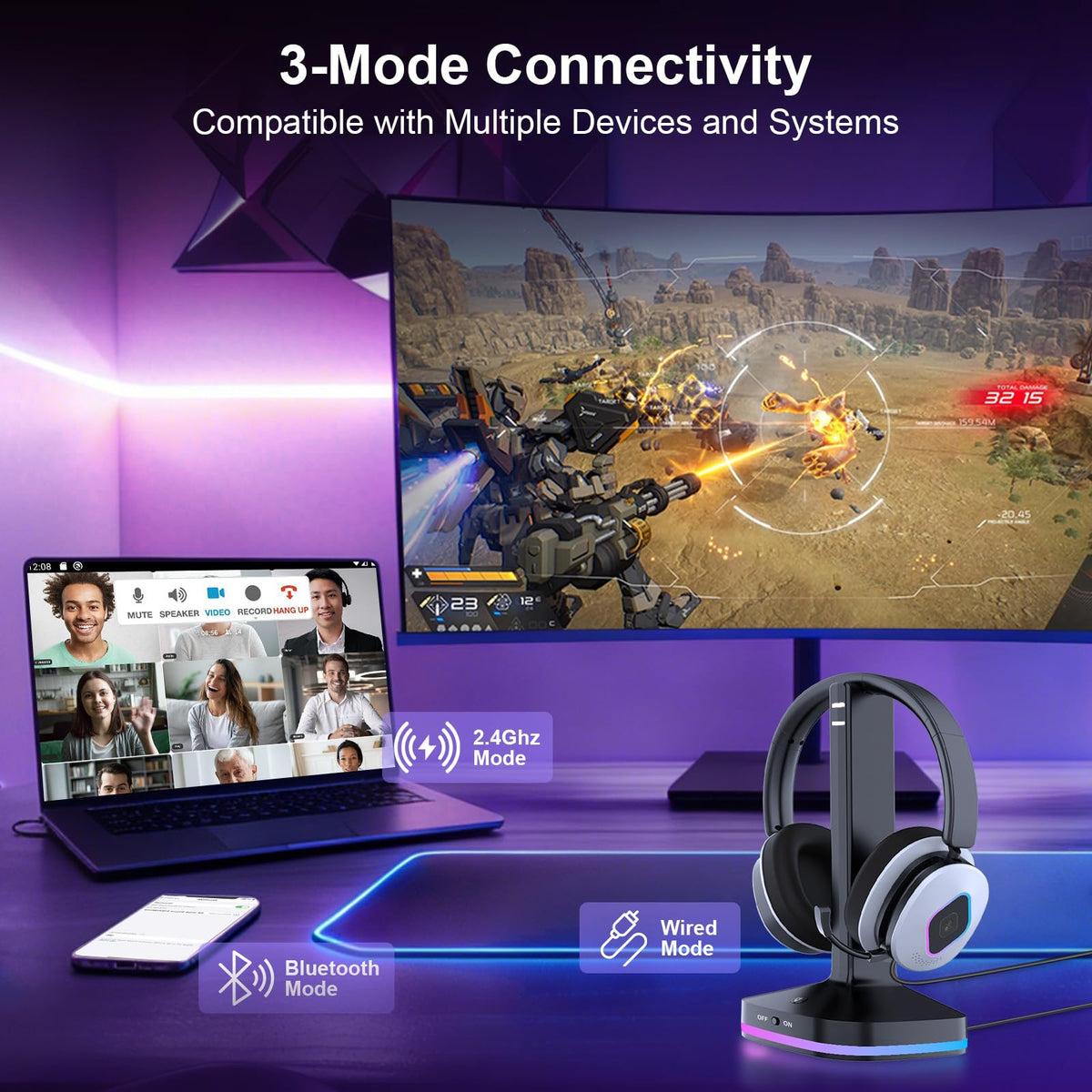 2.4GHz Wireless Console Gaming Headset