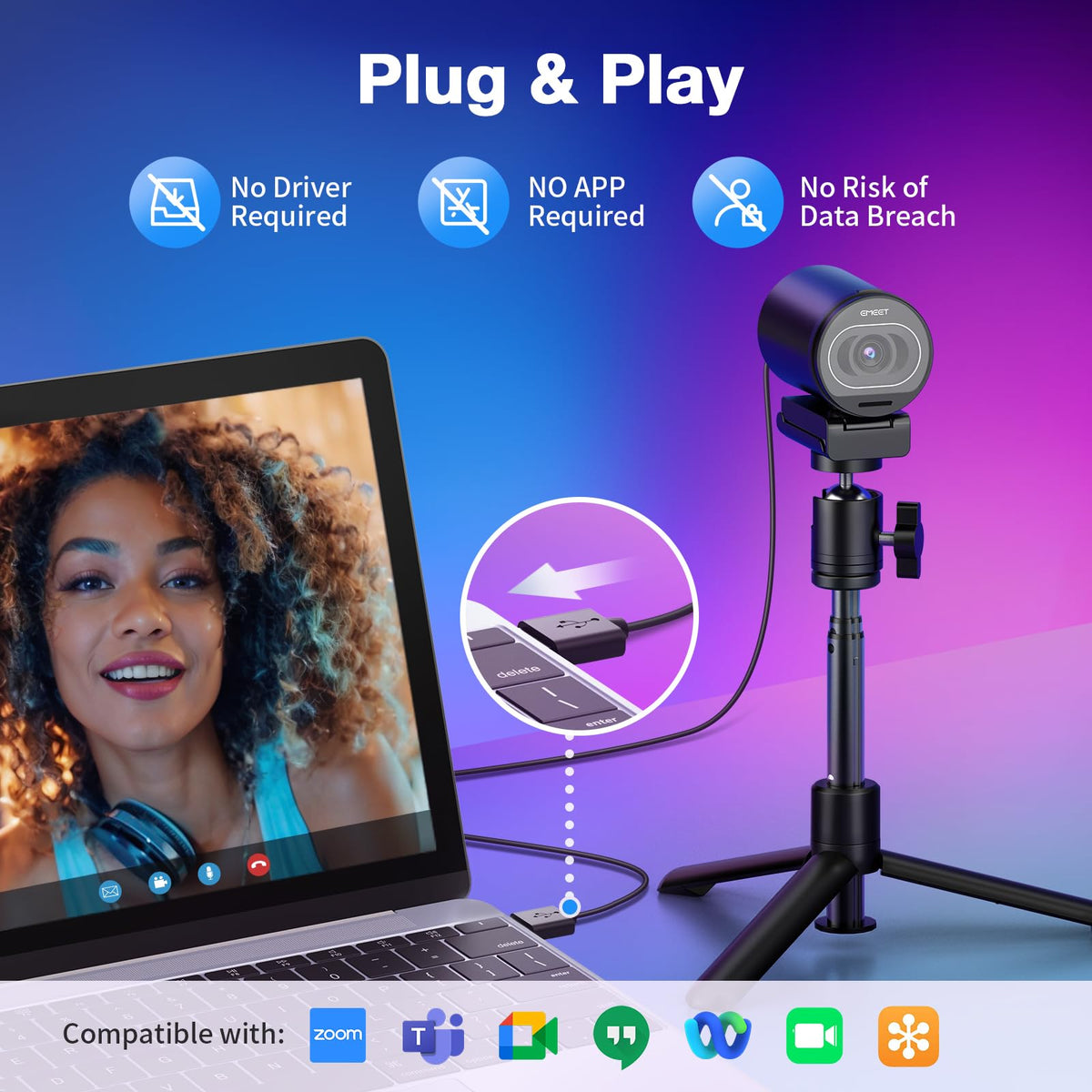 4K Streaming Webcam with Autofocus