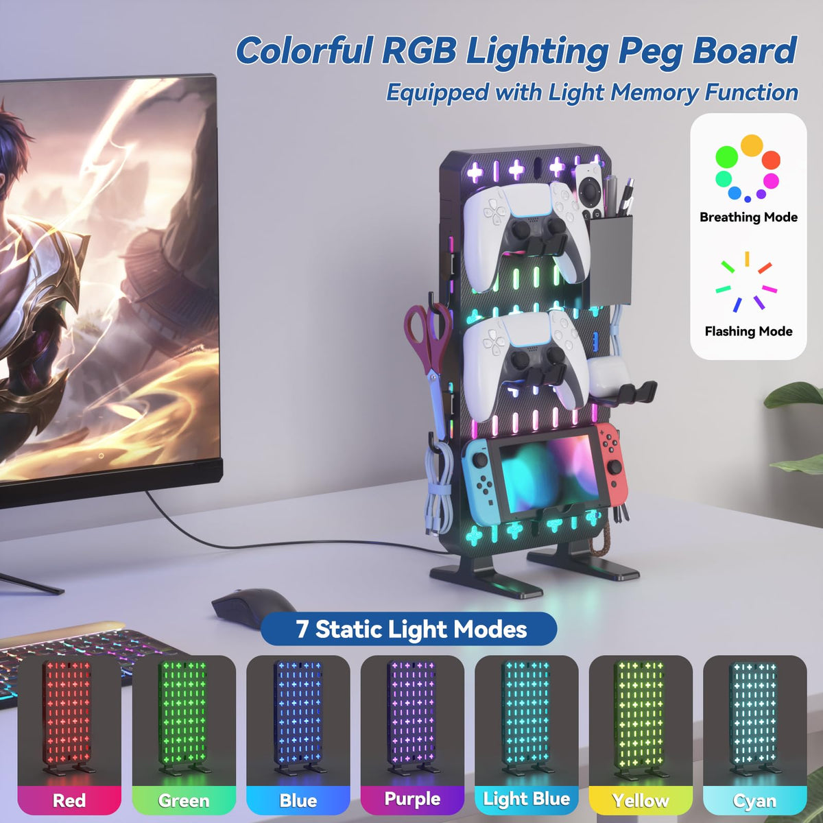 Six-in-One RGB Gaming Desk Organizer