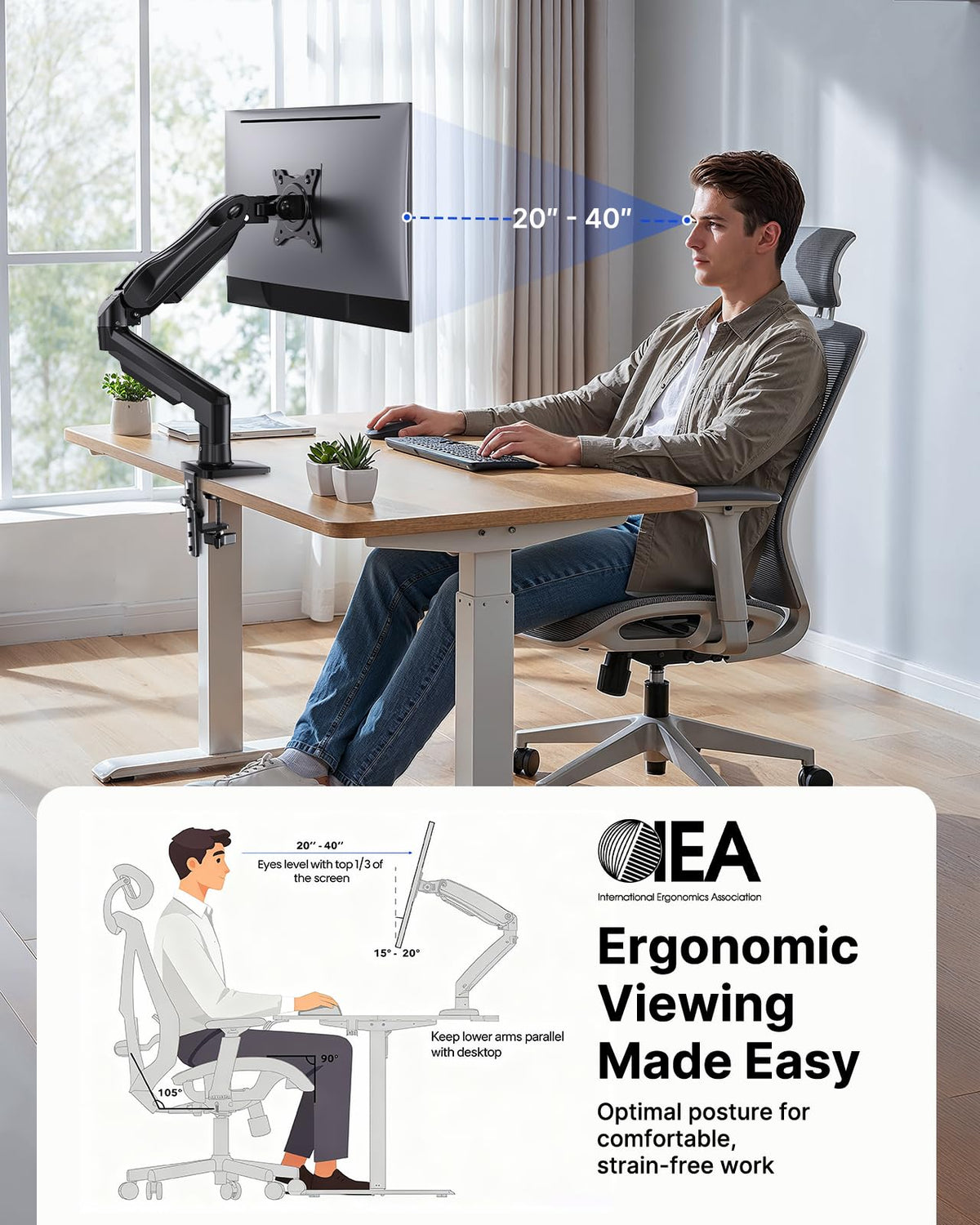 Adjustable Single Monitor Mount