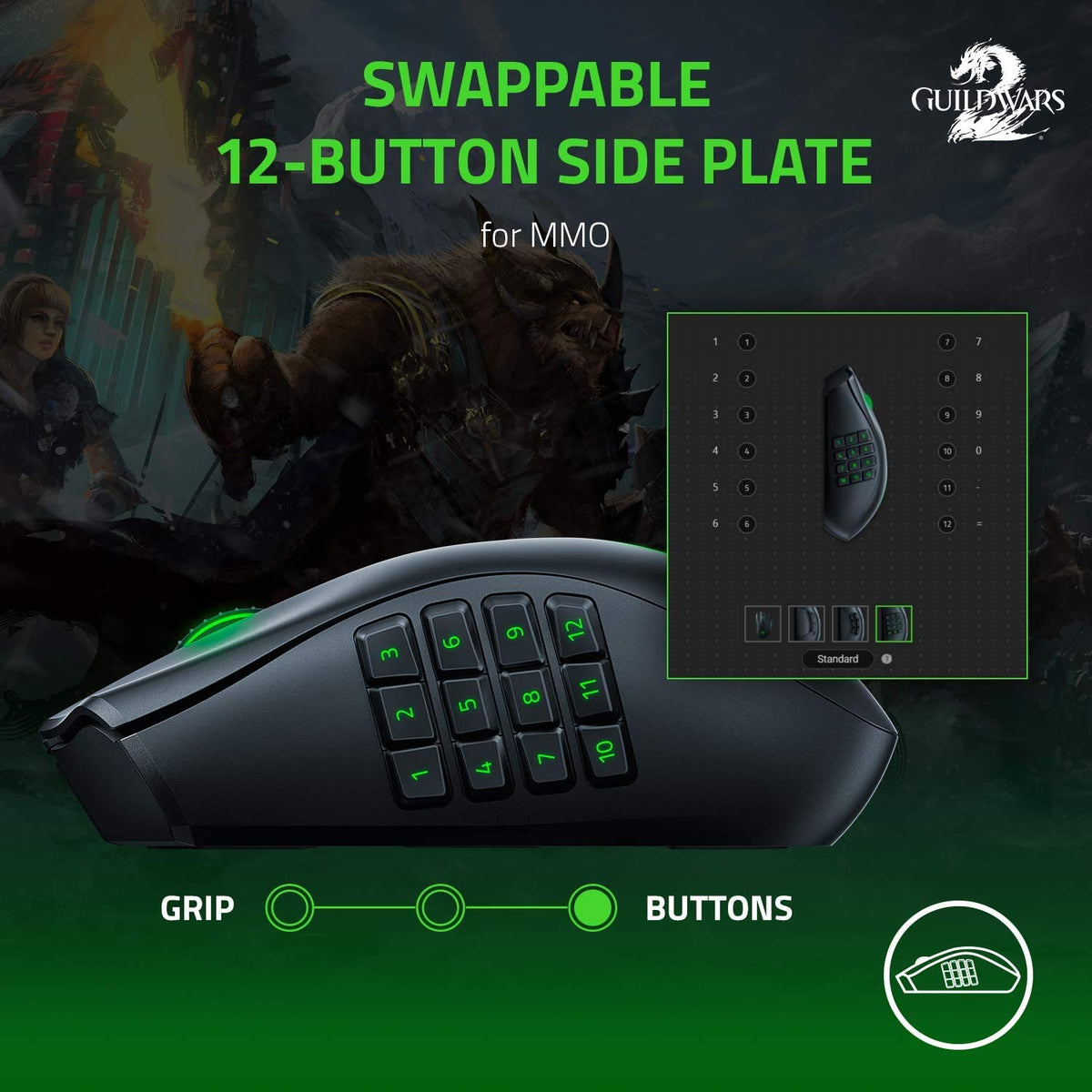 Modular Wireless MMO Gaming Mouse