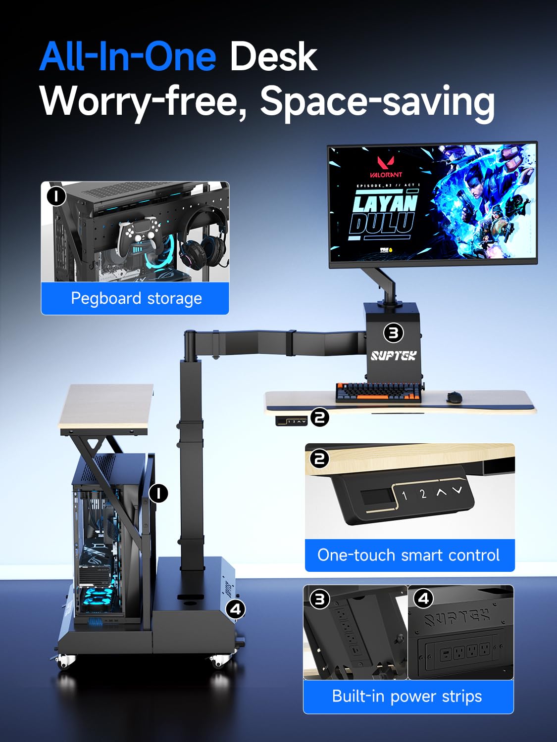 Mobile Electric Gaming Standing Desk