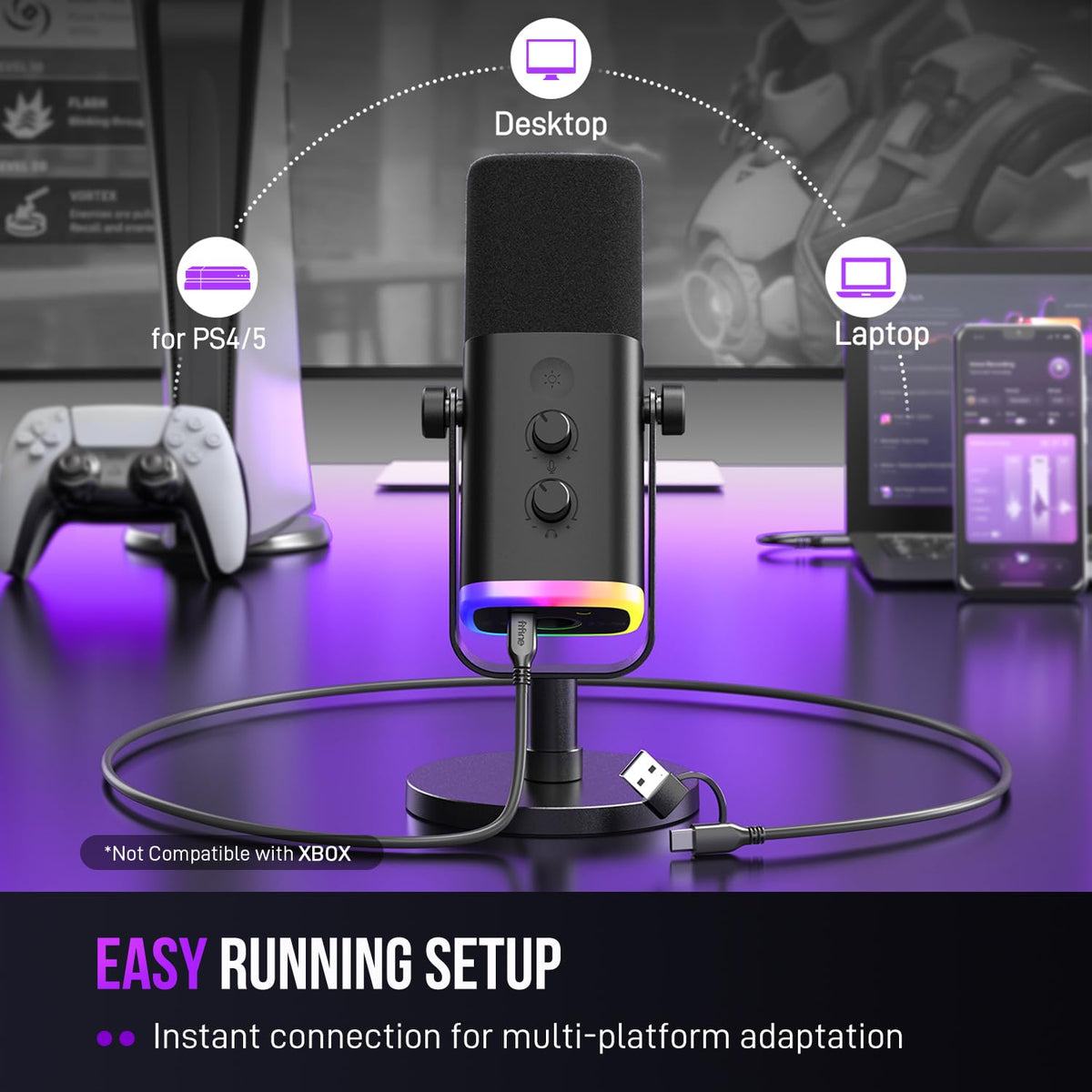 USB and XLR Dynamic Gaming Microphone