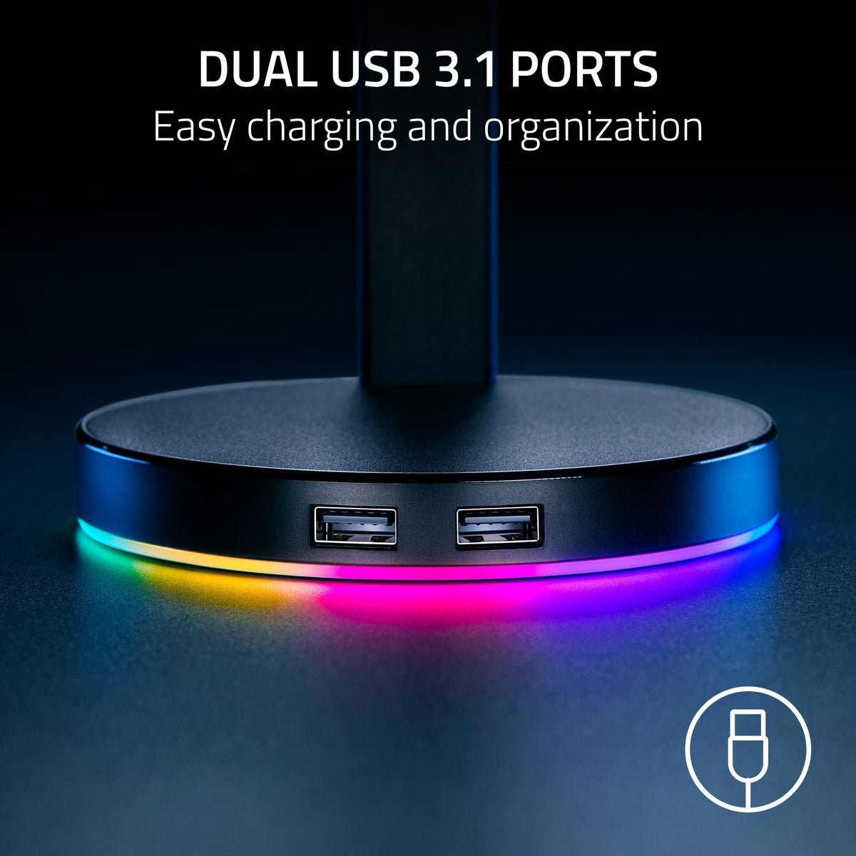 RGB Headphone Stand with USB Hub