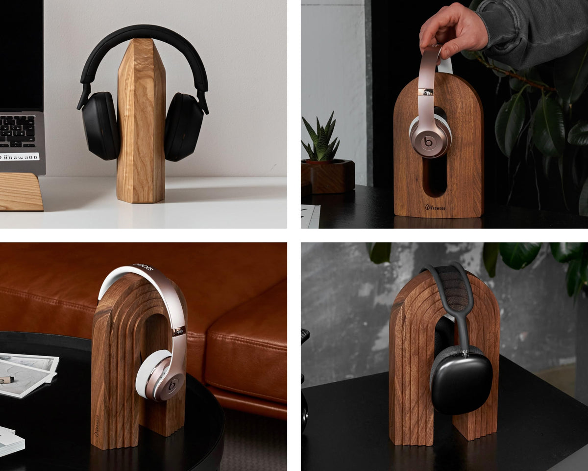 Solid Wood Desktop Headphone Stand