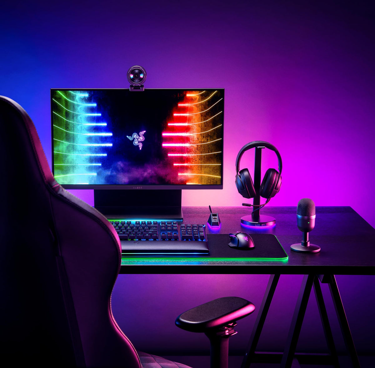 RGB Headphone Stand with USB Hub