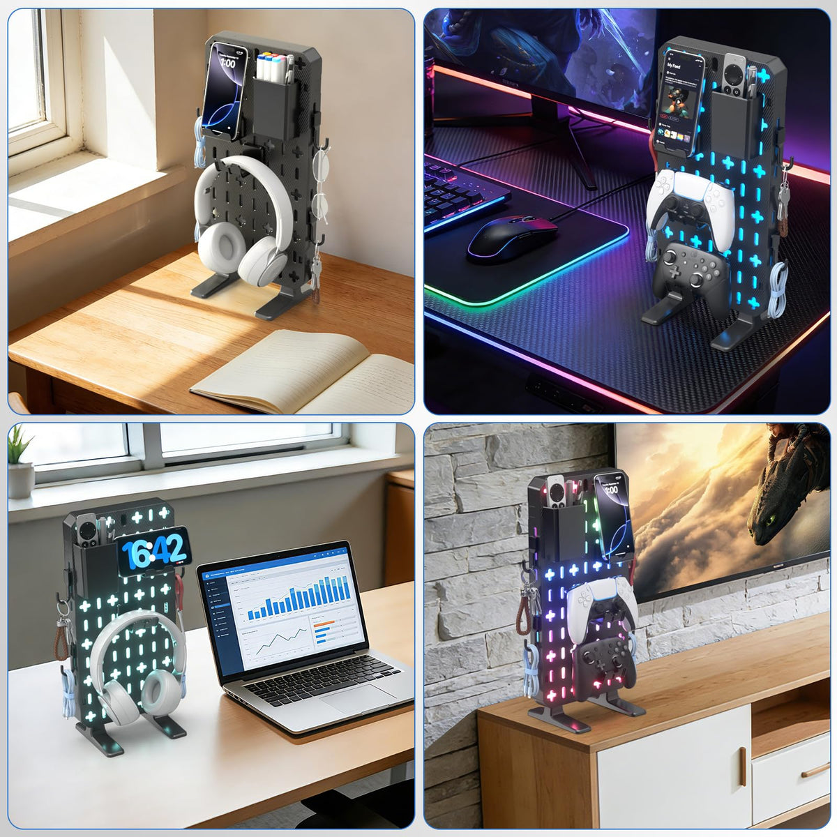 Six-in-One RGB Gaming Desk Organizer