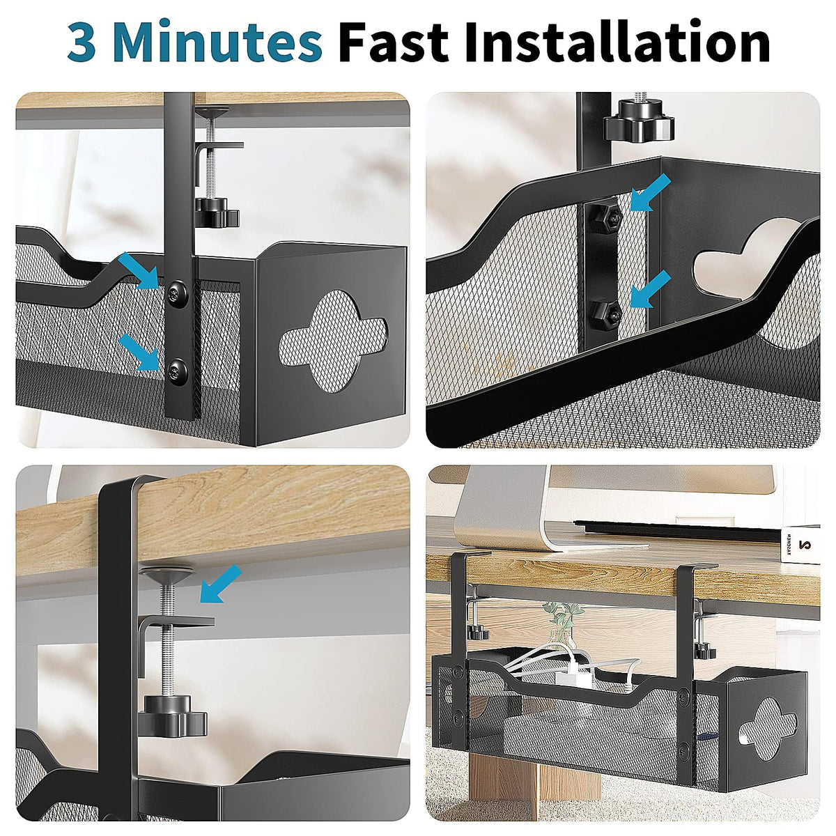Under-Desk Cable Organizer Rack