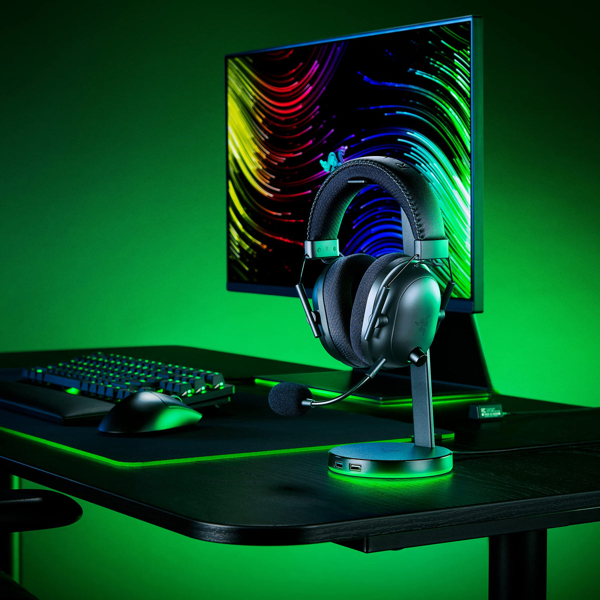 RGB Headphone Stand with USB Hub