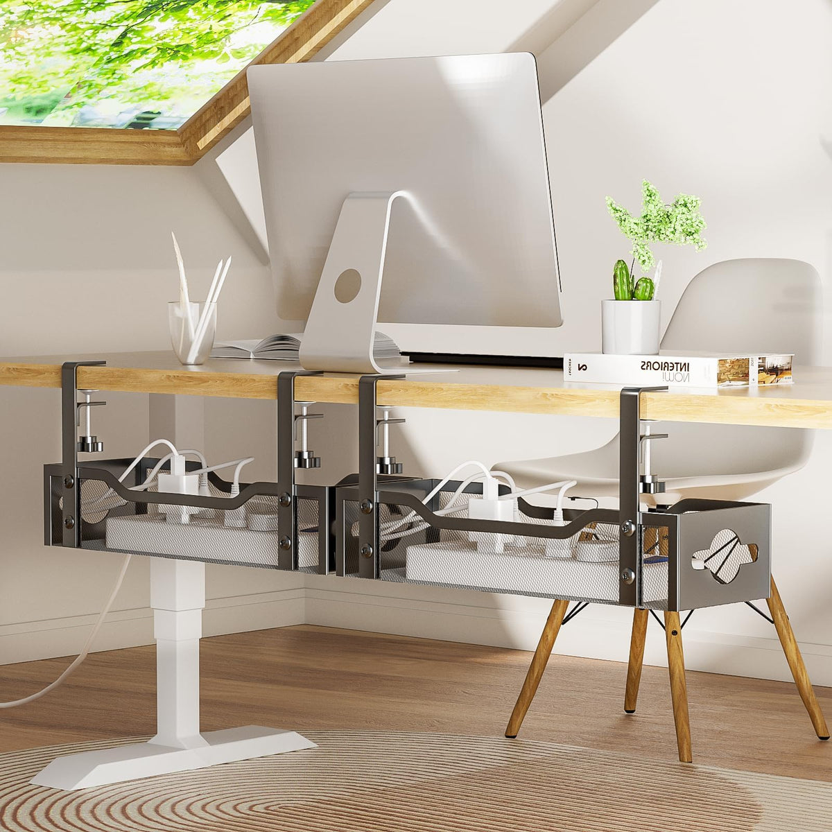 Under-Desk Cable Organizer Rack