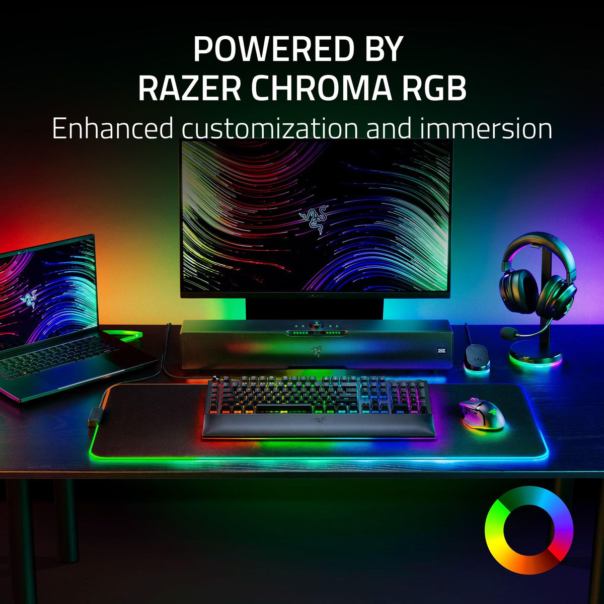 RGB Headphone Stand with USB Hub