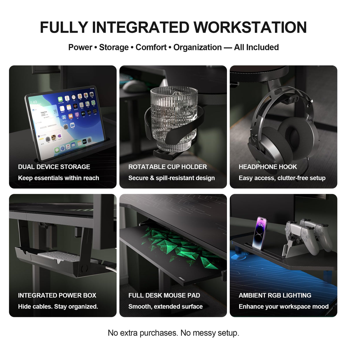 72-Inch RGB Height-Adjustable Gaming Desk