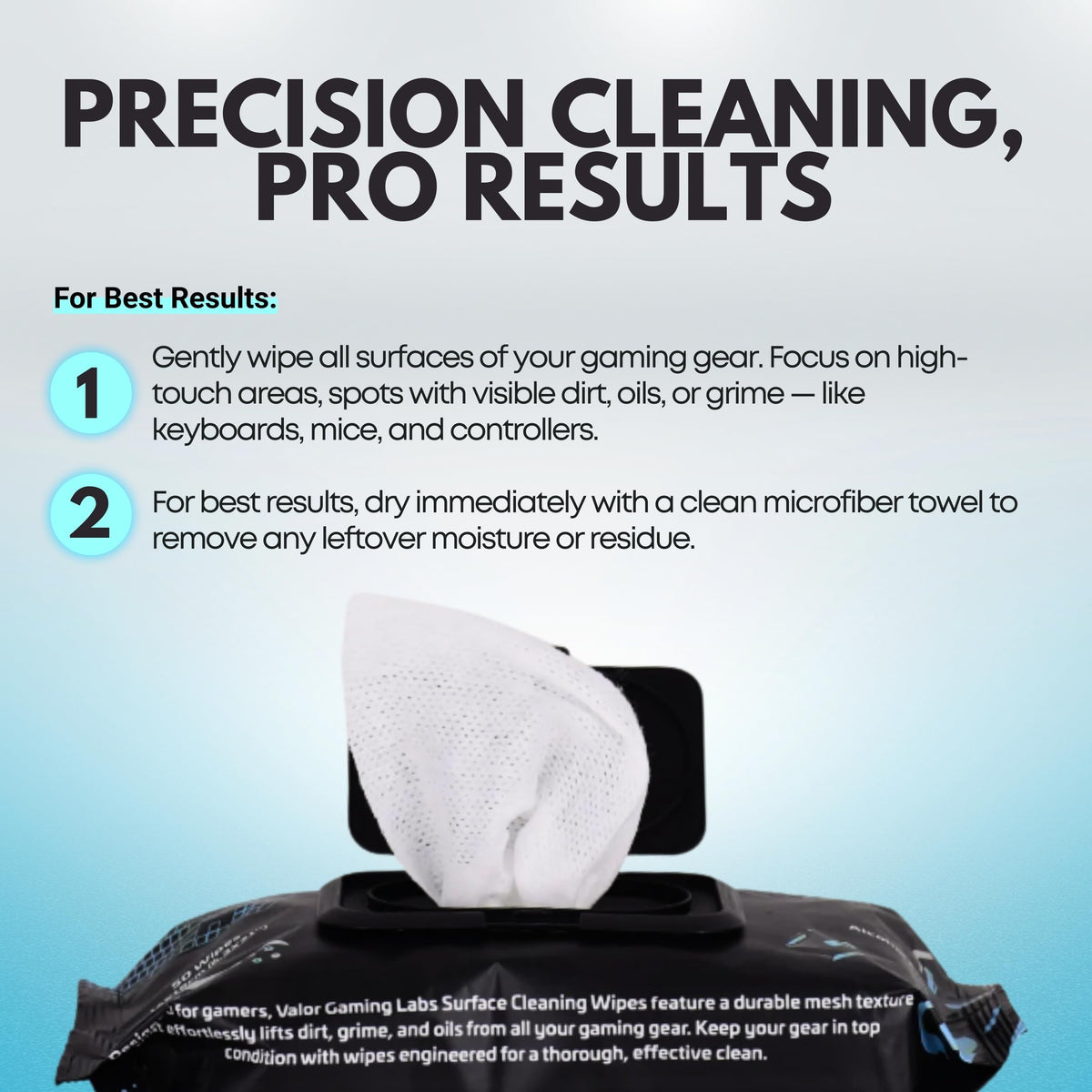 Electronic Gaming Gear Cleaning Wipes, 50-Pack