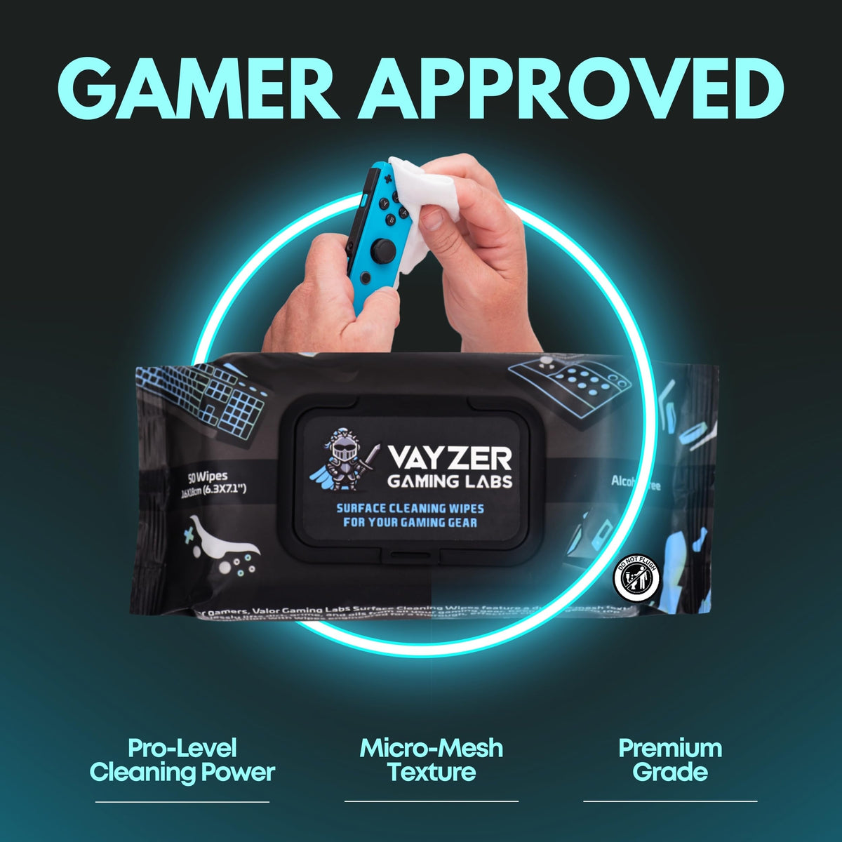 Electronic Gaming Gear Cleaning Wipes, 50-Pack