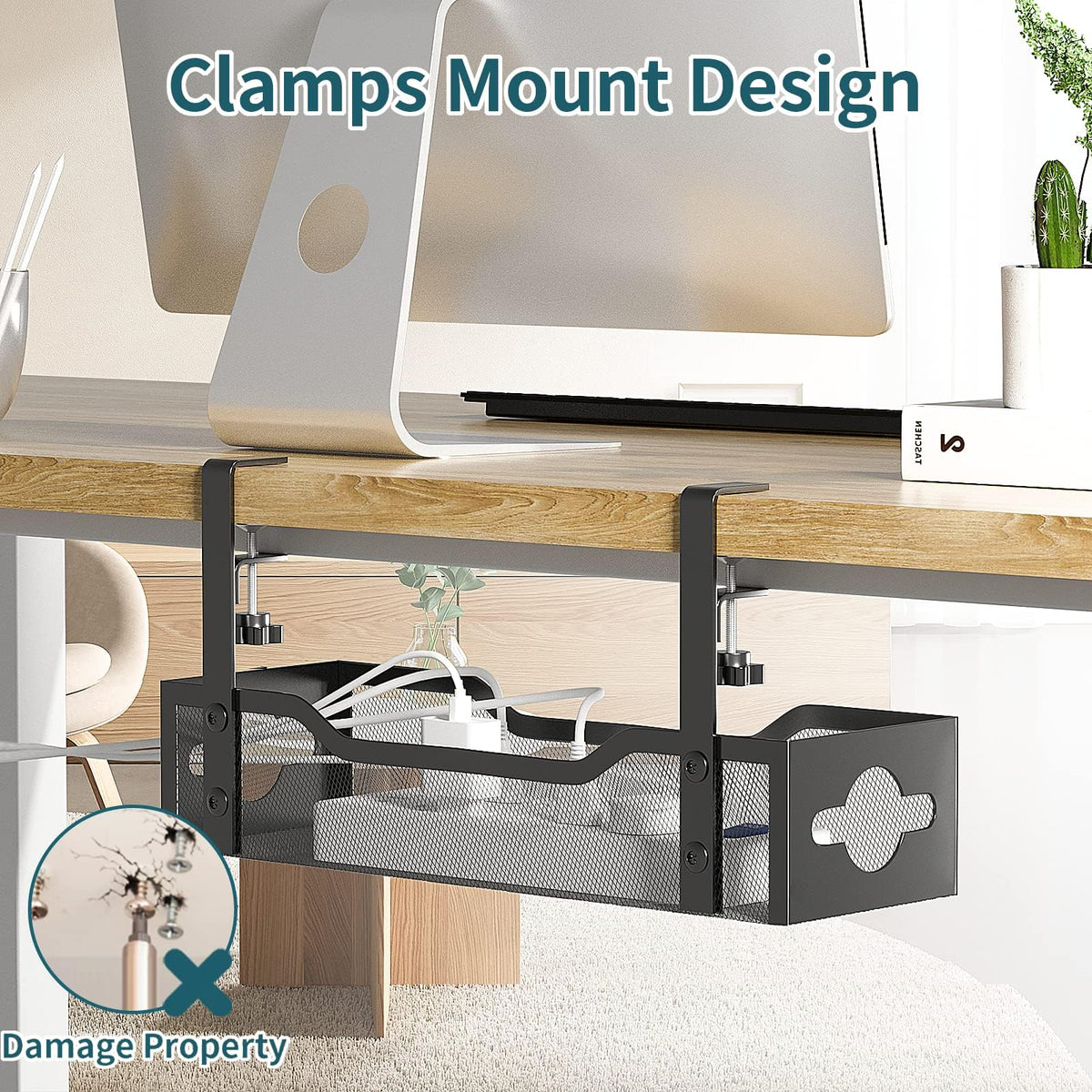 Under-Desk Cable Organizer Rack